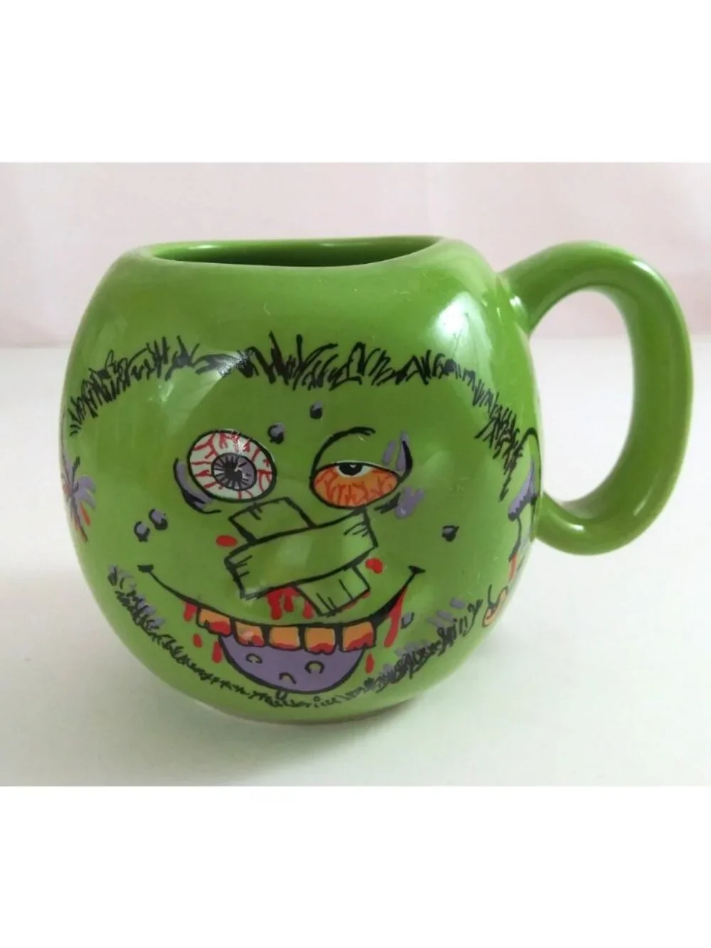 Vintage Birchcrest Ugly Muglie Fleemus Green Novelty Coffee Cup